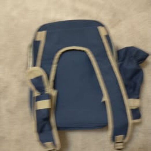 NAVY & TAN PICNIC BACKPACK FOR TWO IN PRISTINE CONDITION. - Picture 6 of 6